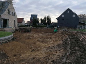 Uitmeten, uitzetten van de vijver Uitmeten, uitzetten van de vijver