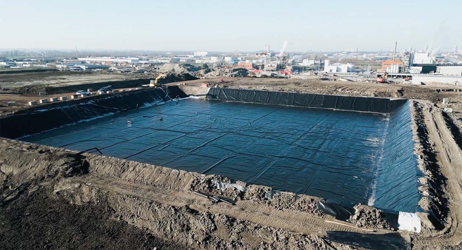 Watervoorraadbekkens in HDPE-folies - Oostende door Geolock