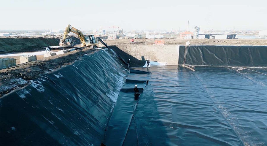 Watervoorraadbekkens in HDPE-folies - Oostende door Geolock