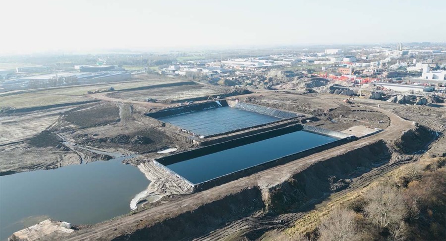 Watervoorraadbekkens in HDPE-folies - Oostende door Geolock